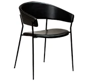 Silla cuero negro y madera negra Cuna
