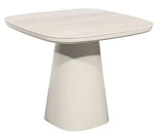 Mesa de comedor cuadrada con sobre de cerámica y pata arena 