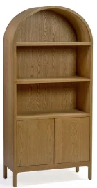 Vitrina de roble natural con dos puertas y parte superior redondeada Vitrina de roble natural con dos puertas y parte superior redondeada