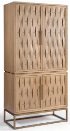 Armario de madera de roble natural con puertas en relieve 