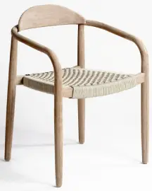 Silla de madera eucalipto y cuerda gris claro