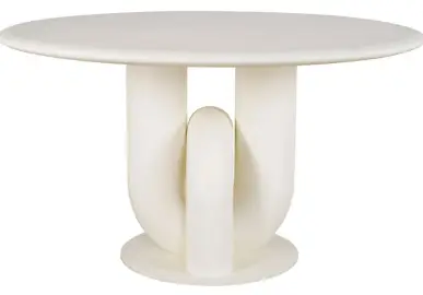 Mesa de comedor redonda acabado en cemento blanco