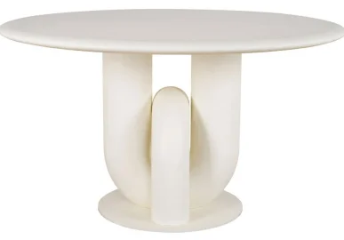 Mesa de comedor redonda acabado en cemento blanco Mesa de comedor redonda acabado en cemento blanco