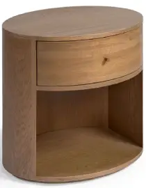 Mesa de noche ovalada acabado en roble natural 