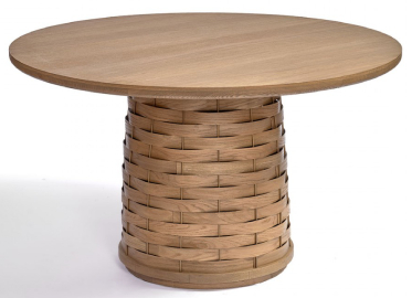 Mesa de comedor redonda pata central relieve 