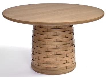 Mesa de comedor redonda pata central relieve