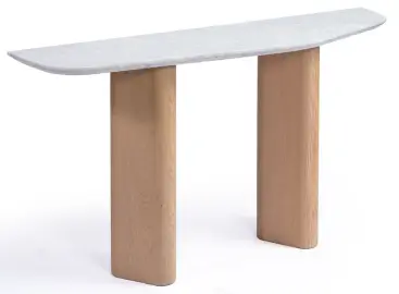 Consola de roble claro y mármol 