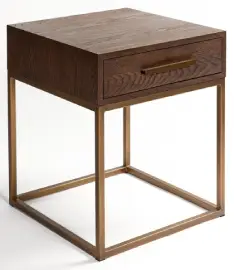 Mesa auxiliar de madera de roble y patas de metal