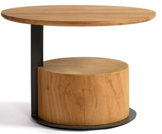 Mesa de centro redonda de teca maciza 