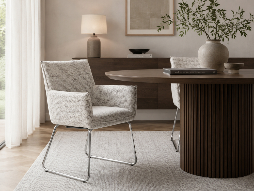 Portobellostreet - Sillón de acero y tapizado blanco Evelyn