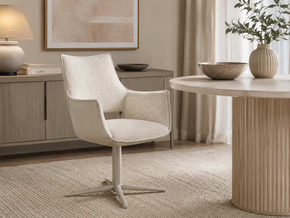 Portobellostreet - Silla de acero y tapizado crema Adellind