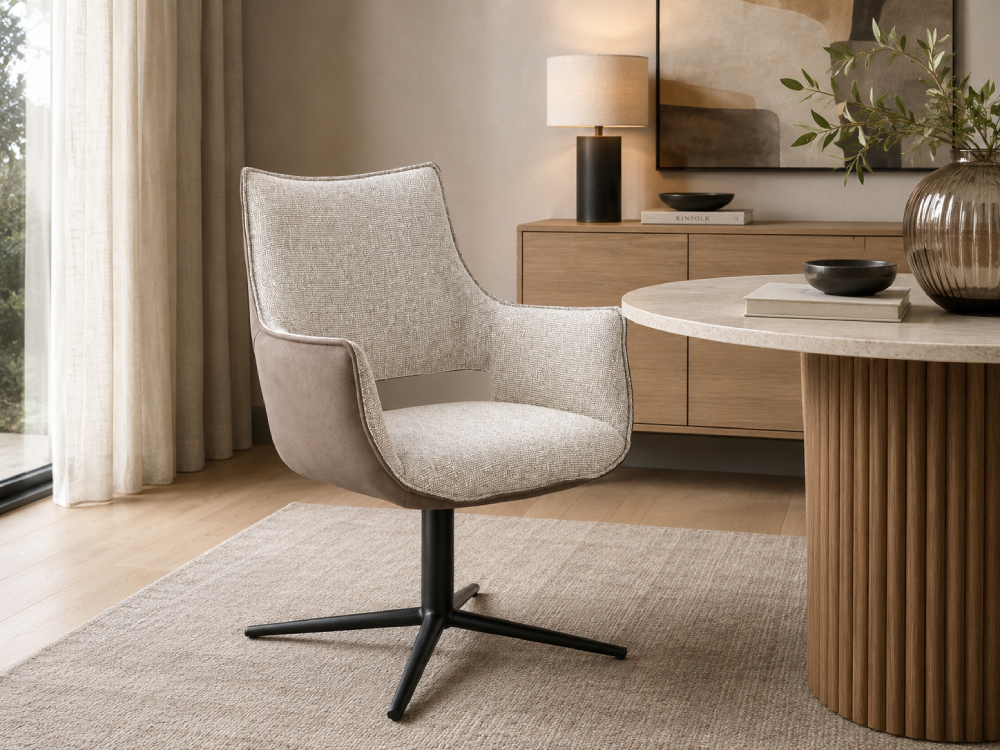 Portobellostreet - Silla de acero y tapizado beige Adellind