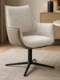 Silla de acero y tapizado beige Adellind