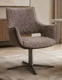 Silla de acero y tapizado marrón Adellind