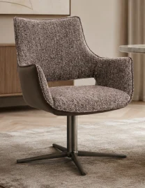 Silla de acero y tapizado marrón Adellind