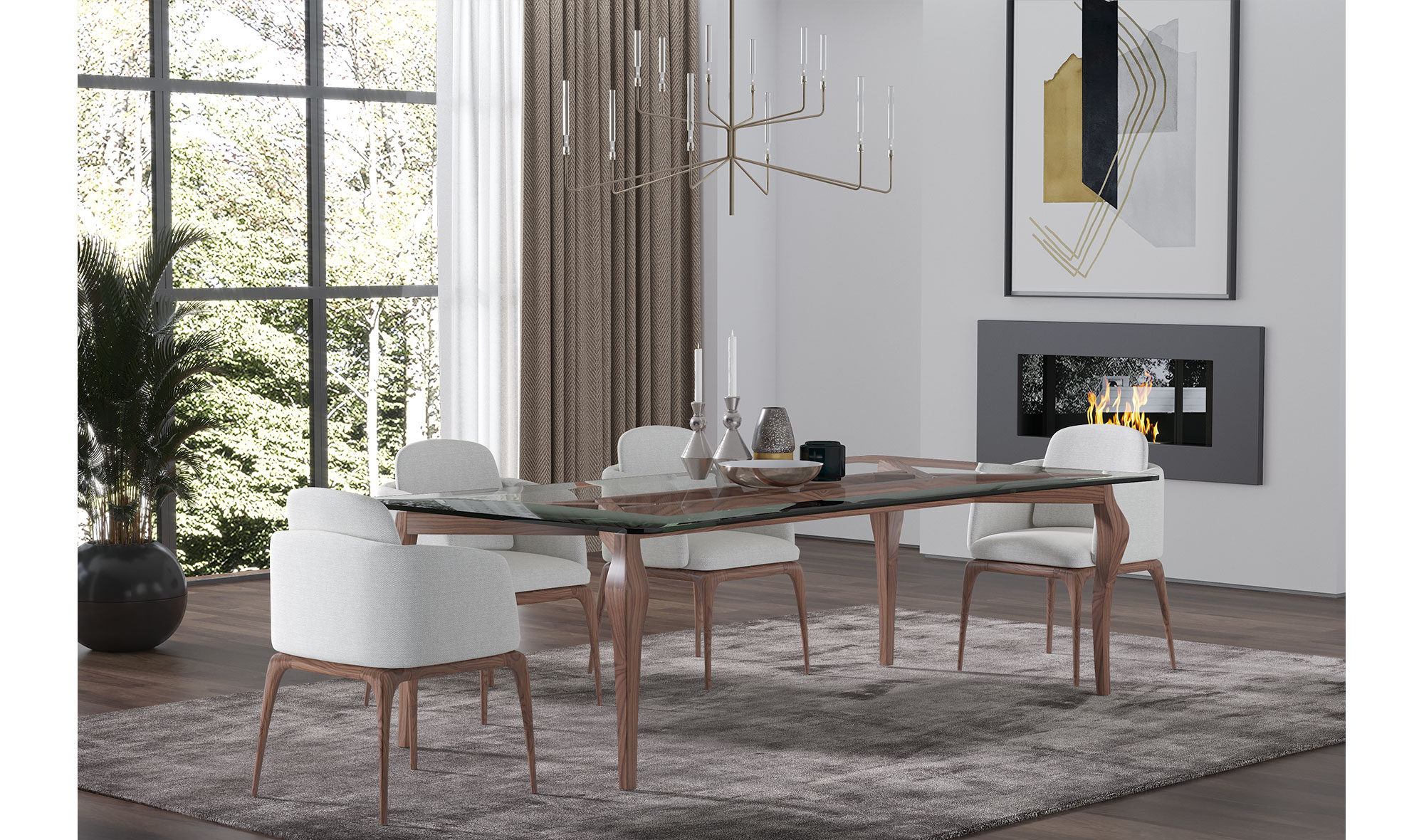 Mesa de comedor extensible cristal Lin de lujo en . Tu  tienda de muebles de lujo