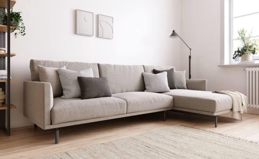 Sofá con chaise longue blanca piel sintética