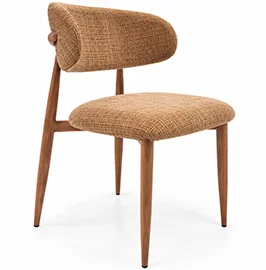 Silla tapizada terracota metal imitando madera Aka