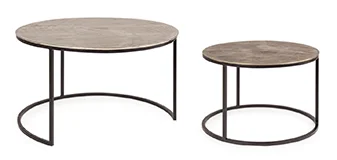 Set de mesa nido Amara base metal y tapa aluminio Set de mesa nido Amara base metal y tapa aluminio