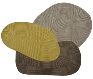 Alfombra orgánica mostaza marrón y topo Pebble