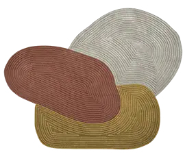 Alfombra orgánica mostaza gris y terracota Pebble