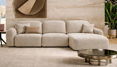 Sofá con chaise longue deslizante curvo Susa Sofá con chaise longue deslizante curvo Susa