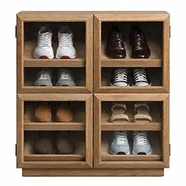 Aparador zapatero roble y cristal