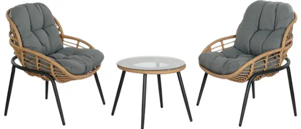 Sillón set de 3 piezas en ratán sintético