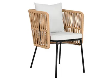 Silla de jardín tapizada con patas de acero negro