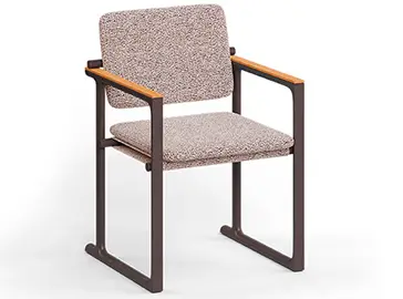 Sillón tapizado aluminio y madera de teca Tulum