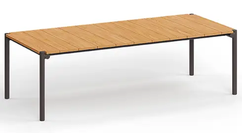 Mesa de comedor de jardín aluminio y madera de teca Tulum