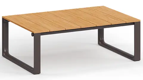 Mesa de centro de jardín aluminio y madera de teca Tulum