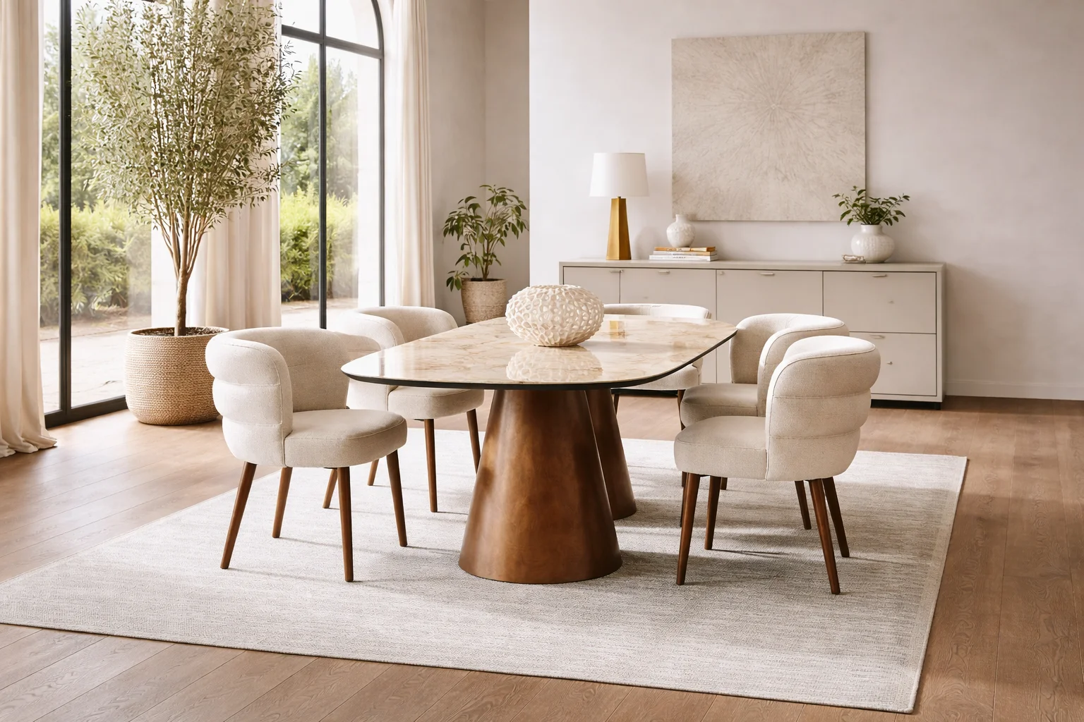 Mesa de comedor extensible porcelánico