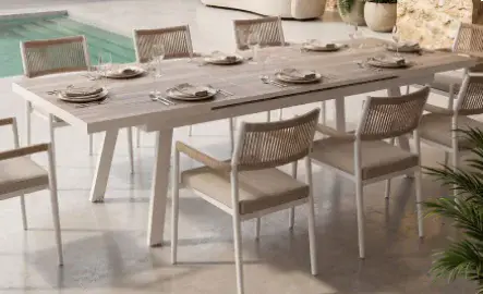 Mesa de comedor extensible rectangular de jardín Manxious