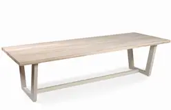 Mesa de comedor rectangular madera teca y metal