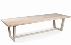 Mesa de comedor rectangular madera teca y metal 