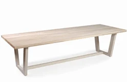 Mesa de comedor rectangular madera teca y metal