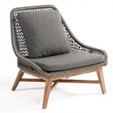 Sillón cuerda gris y madera de teca