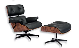 Sillón relax con escabel piel legitima negro