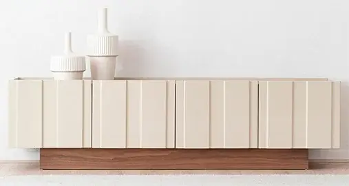Mesa de televisión nogal y beige brillo Arkos