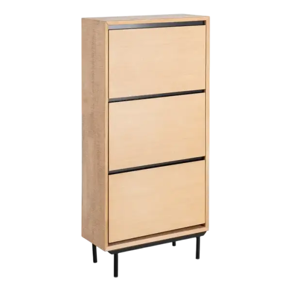 Zapatero de madera natural Inari 3 gabetas