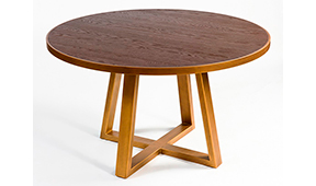 Mesa de comedor redonda moderna nogal y metal Grasberg