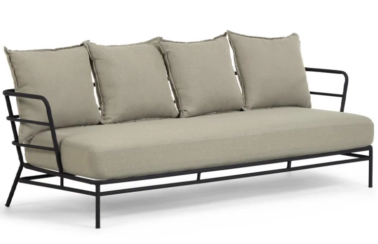 Sofá Mareluz 3 plazas metal negro Kave Home