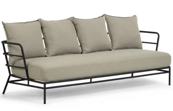 Sofá Mareluz 3 plazas metal negro Kave Home