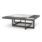 Mesa de centro mrmol blanco y madera negra Hermoza
