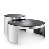 Mesa de centro cristal Pieminte Plata Set de 2