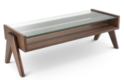 Mesa de centro nogal y cristal Lionnel