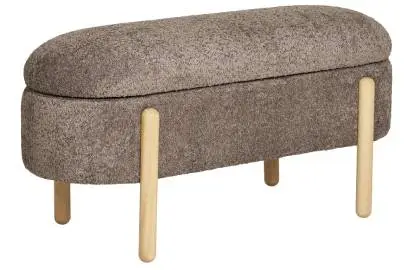 Banco con almacenaje cuatro patas de madera natural Branca 