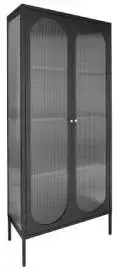 Vitrina acero negro 2 puertas de cristal ondulado 