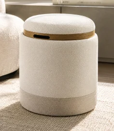 Puuf tapizado gris claro Deva Natural Puuf tapizado gris claro Deva Natural